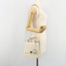 Salvatore Ferragamo Gancini Shoulder Bag Leather 2way White Silver Auth 189177A-25