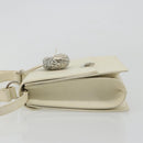 Salvatore Ferragamo Gancini Shoulder Bag Leather 2way White Silver Auth 189177A-5