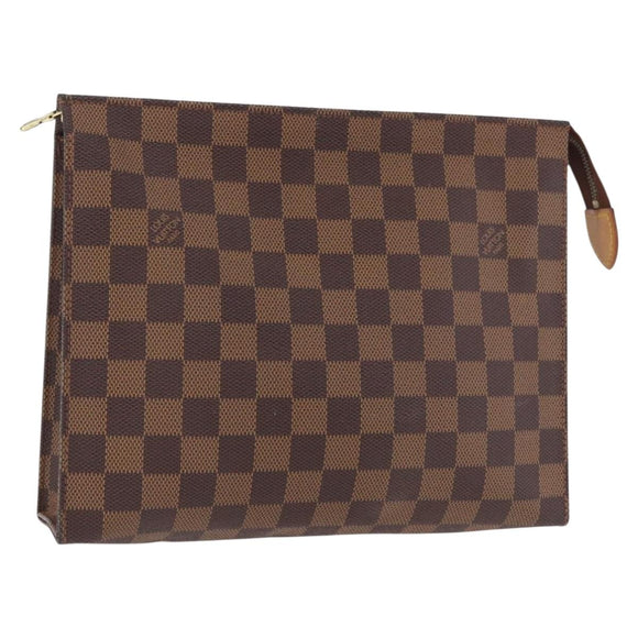 LOUIS VUITTON Damier Ebene Poche Toilette 26 Pouch N47543 LV Auth 189180