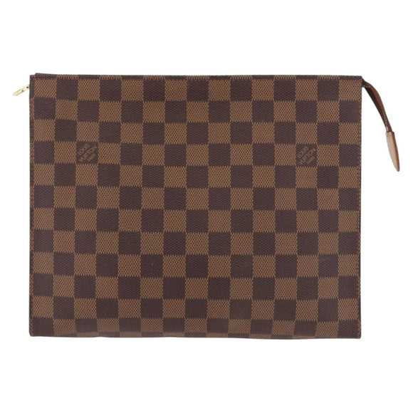 LOUIS VUITTON Damier Ebene Poche Toilette 26 Pouch N47543 LV Auth 189180