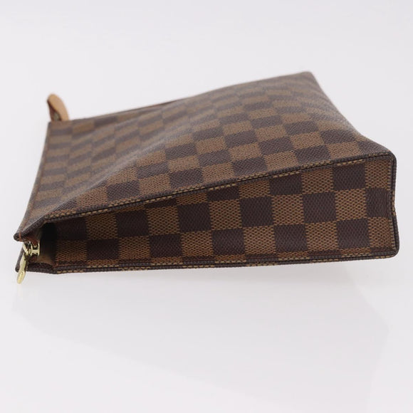 LOUIS VUITTON Damier Ebene Poche Toilette 26 Pouch N47543 LV Auth 189180