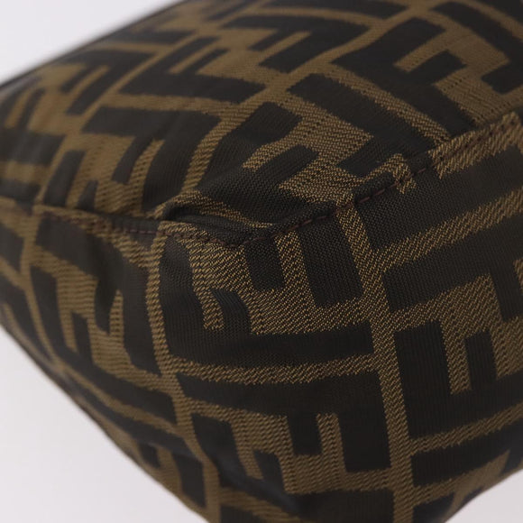 FENDI Zucca Accessory Pouch Brown Silver 8N0005 Auth 189182