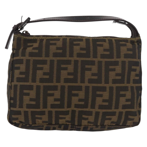 FENDI Zucca Accessory Pouch Brown Silver 8N0005 Auth 189182