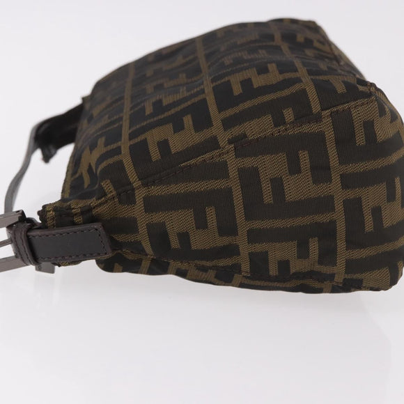 FENDI Zucca Accessory Pouch Brown Silver 8N0005 Auth 189182