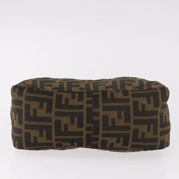 FENDI Zucca Accessory Pouch Brown Silver 8N0005 Auth 189182