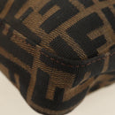 FENDI Zucca Canvas Mamma Baguette Shoulder Bag Black Brown Auth 189187V-15