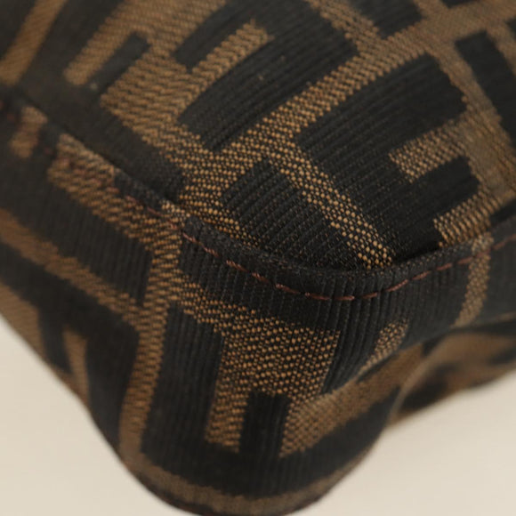 FENDI Zucca Canvas Mamma Baguette Shoulder Bag Black Brown Auth 189187V