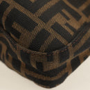 FENDI Zucca Canvas Mamma Baguette Shoulder Bag Black Brown Auth 189187V-16