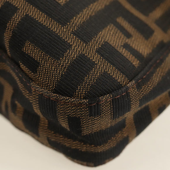 FENDI Zucca Canvas Mamma Baguette Shoulder Bag Black Brown Auth 189187V
