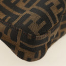 FENDI Zucca Canvas Mamma Baguette Shoulder Bag Black Brown Auth 189187V-17