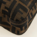 FENDI Zucca Canvas Mamma Baguette Shoulder Bag Black Brown Auth 189187V-18