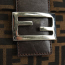 FENDI Zucca Canvas Mamma Baguette Shoulder Bag Black Brown Auth 189187V-9