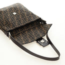FENDI Zucca Canvas Mamma Baguette Shoulder Bag Black Brown Auth 189187V-19