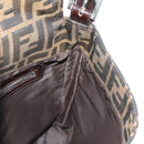 FENDI Zucca Canvas Mamma Baguette Shoulder Bag Black Brown Auth 189187V-22