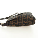 FENDI Zucca Canvas Mamma Baguette Shoulder Bag Black Brown Auth 189187V-3