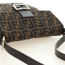 FENDI Zucca Canvas Mamma Baguette Shoulder Bag Black Brown Auth 189187V-6