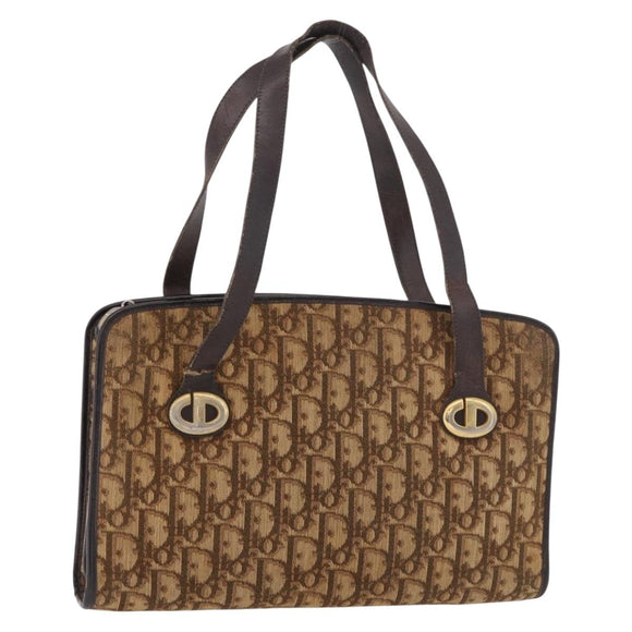 Christian Dior Trotter Hand Bag Beige Gold Auth 189192