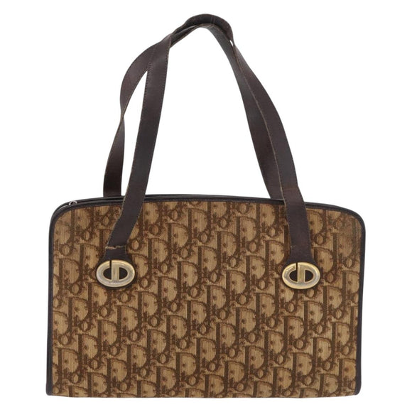 Christian Dior Trotter Hand Bag Beige Gold Auth 189192