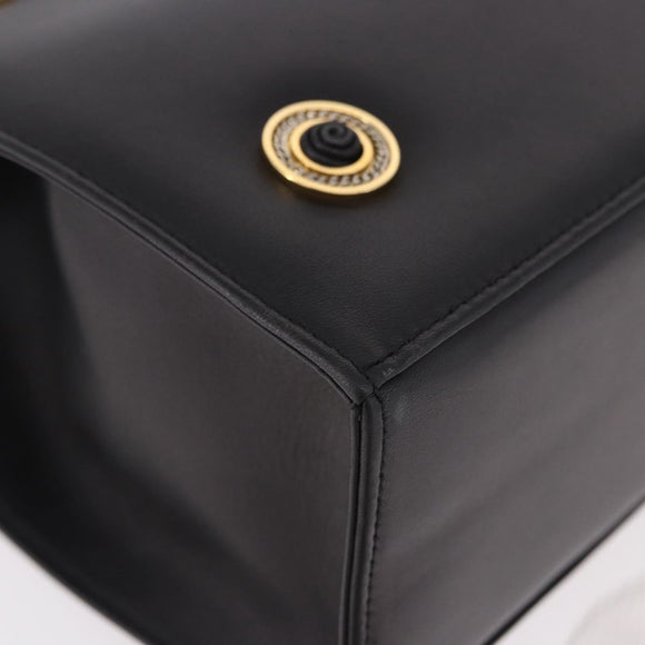 BALLY Hand Bag Leather Black Gold Auth 189200