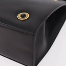 BALLY Hand Bag Leather Black Gold Auth 189200-14