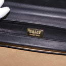 BALLY Hand Bag Leather Black Gold Auth 189200-11
