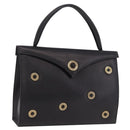 BALLY Hand Bag Leather Black Gold Auth 189200-1