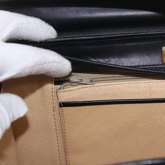 BALLY Hand Bag Leather Black Gold Auth 189200