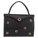 BALLY Hand Bag Leather Black Gold Auth 189200-13