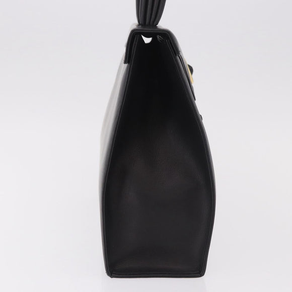 BALLY Hand Bag Leather Black Gold Auth 189200