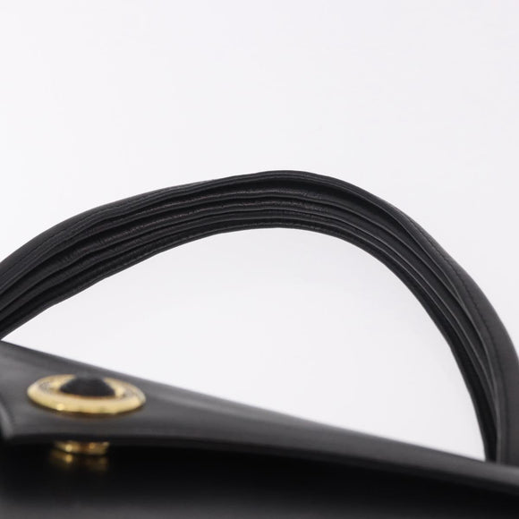 BALLY Hand Bag Leather Black Gold Auth 189200