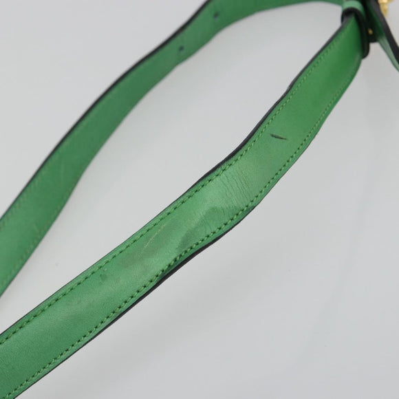 CELINE Shoulder Bag Leather Green Gold Auth 189202