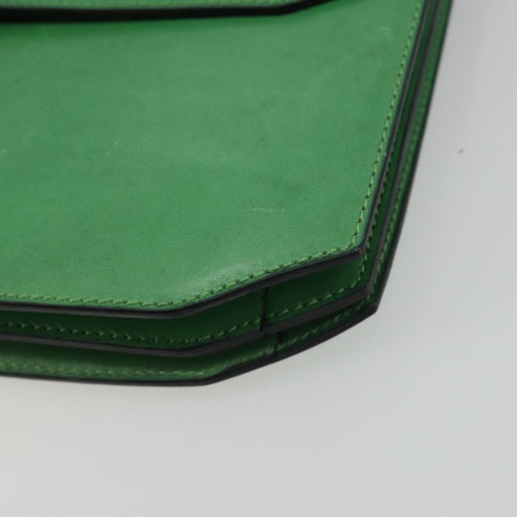 CELINE Shoulder Bag Leather Green Gold Auth 189202