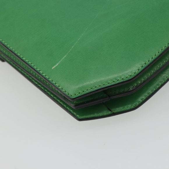 CELINE Shoulder Bag Leather Green Gold Auth 189202