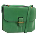 CELINE Shoulder Bag Leather Green Gold Auth 189202-1