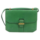 CELINE Shoulder Bag Leather Green Gold Auth 189202-13