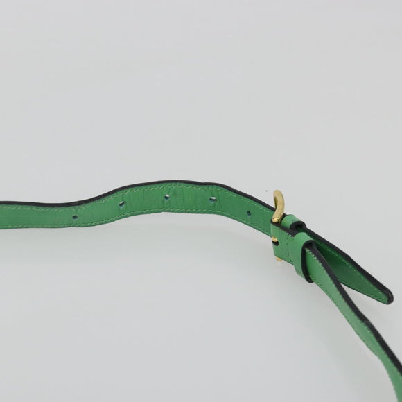 CELINE Shoulder Bag Leather Green Gold Auth 189202