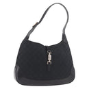 GUCCI GG Canvas Jackie Shoulder Bag Black Silver 001 3346 Auth 189205A-1