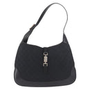 GUCCI GG Canvas Jackie Shoulder Bag Black Silver 001 3346 Auth 189205A-2