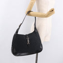 GUCCI GG Canvas Jackie Shoulder Bag Black Silver 001 3346 Auth 189205A-22