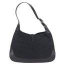 GUCCI GG Canvas Jackie Shoulder Bag Black Silver 001 3346 Auth 189205A-3