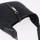 GUCCI GG Canvas Jackie Shoulder Bag Black Silver 001 3346 Auth 189205A-6