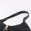 GUCCI GG Canvas Jackie Shoulder Bag Black Silver 001 3346 Auth 189205A-8
