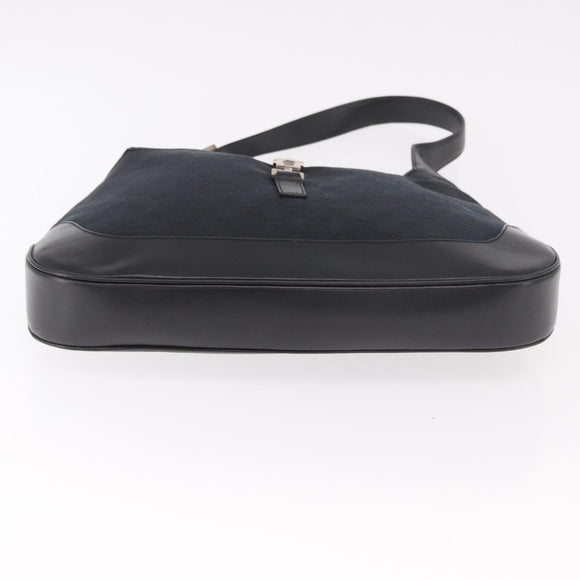 GUCCI GG Canvas Jackie Shoulder Bag Black Silver 001 3346 Auth 189205A