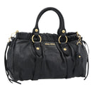 Miu Miu Hand Bag Leather 2way Black Gold Auth 189206SAM-1