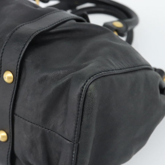 Miu Miu Hand Bag Leather 2way Black Gold Auth 189206SAM