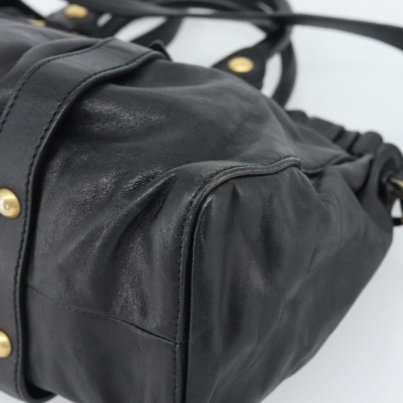 Miu Miu Hand Bag Leather 2way Black Gold Auth 189206SAM