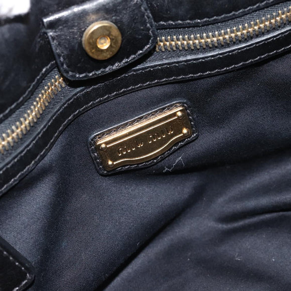 Miu Miu Handtas Leer 2way Zwart Goud Auth 189206SAM