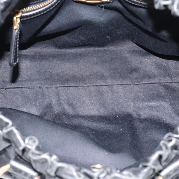 Miu Miu Hand Bag Leather 2way Black Gold Auth 189206SAM