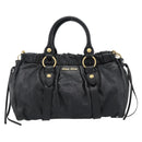 Miu Miu Hand Bag Leather 2way Black Gold Auth 189206SAM-2