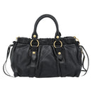 Miu Miu Hand Bag Leather 2way Black Gold Auth 189206SAM-3